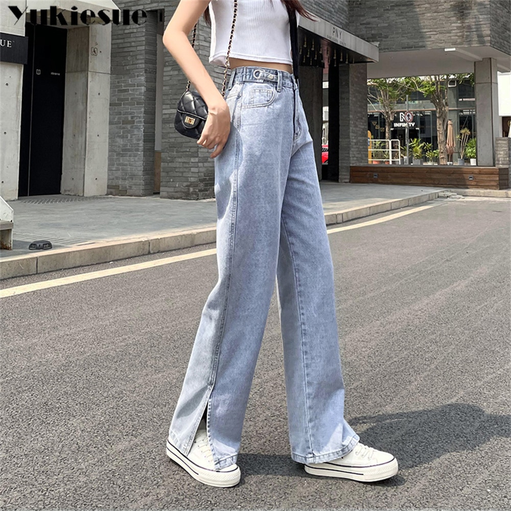 spring 2022 womens fashion high waist vintage Womens Wide leg jeans baggy woman denim straight  Pants jean mom jeans